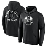 Edmonton Oilers Personalized Name & Number Monochrome Pullover Hoodie - Black Hoodies