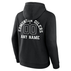 Edmonton Oilers Personalized Name & Number Monochrome Pullover Hoodie - Black Hoodies