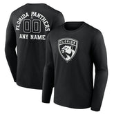Florida Panthers Personalized Name & Number Monochrome Long Sleeve T-Shirt - Black T-shirts