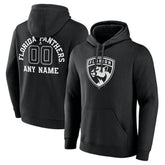 Florida Panthers Personalized Name & Number Monochrome Pullover Hoodie - Black Hoodies