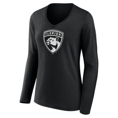 Florida Panthers Women's Personalized Name & Number Monochrome Long Sleeve V-Neck T-Shirt - Black T-shirts