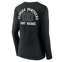 Florida Panthers Women's Personalized Name & Number Monochrome Long Sleeve V-Neck T-Shirt - Black T-shirts