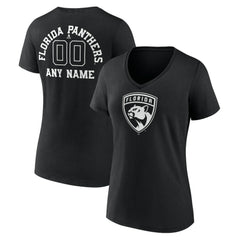 Florida Panthers Women's Personalized Name & Number Monochrome V-Neck T-Shirt - Black T-shirts
