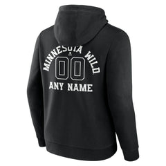 Minnesota Wild Personalized Name & Number Monochrome Pullover Hoodie - Black Hoodies
