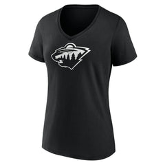 Minnesota Wild Women's Personalized Name & Number Monochrome V-Neck T-Shirt - Black T-shirts