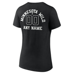 Minnesota Wild Women's Personalized Name & Number Monochrome V-Neck T-Shirt - Black T-shirts