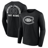 Montreal Canadiens Personalized Name & Number Monochrome Long Sleeve T-Shirt - Black T-shirts
