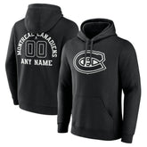 Montreal Canadiens Personalized Name & Number Monochrome Pullover Hoodie - Black Hoodies
