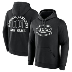 Montreal Canadiens Personalized Name & Number Monochrome Pullover Hoodie - Black Hoodies