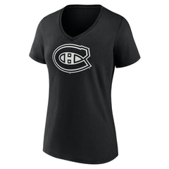 Montreal Canadiens Women's Personalized Name & Number Monochrome V-Neck T-Shirt - Black T-shirts