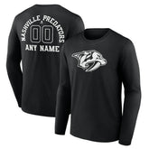 Nashville Predators Personalized Name & Number Monochrome Long Sleeve T-Shirt - Black T-shirts