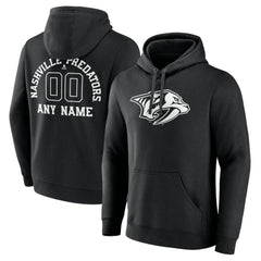 Nashville Predators Personalized Name & Number Monochrome Pullover Hoodie - Black Hoodies