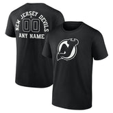 New Jersey Devils Personalized Name & Number Monochrome T-Shirt - Black T-shirts