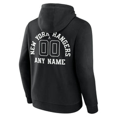 New York Rangers Personalized Name & Number Monochrome Pullover Hoodie - Black Hoodies