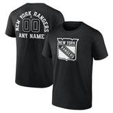 New York Rangers Personalized Name & Number Monochrome T-Shirt - Black T-shirts