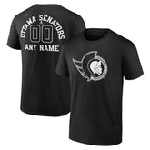 Ottawa Senators Personalized Name & Number Monochrome T-Shirt - Black T-shirts