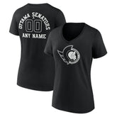 Ottawa Senators Women's Personalized Name & Number Monochrome V-Neck T-Shirt - Black T-shirts