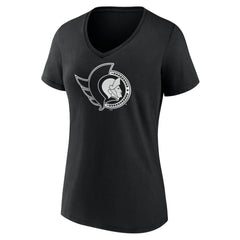 Ottawa Senators Women's Personalized Name & Number Monochrome V-Neck T-Shirt - Black T-shirts