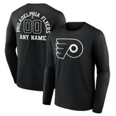 Philadelphia Flyers Personalized Name & Number Monochrome Long Sleeve T-Shirt - Black T-shirts