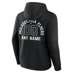 Philadelphia Flyers Personalized Name & Number Monochrome Pullover Hoodie - Black Hoodies