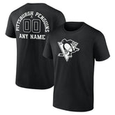 Pittsburgh Penguins Personalized Name & Number Monochrome T-Shirt - Black T-shirts