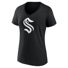 Seattle Kraken Women's Personalized Name & Number Monochrome V-Neck T-Shirt - Black T-shirts