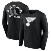 St. Louis Blues Personalized Name & Number Monochrome Long Sleeve T-Shirt - Black T-shirts