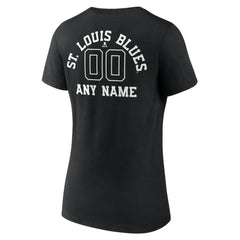 St. Louis Blues Women's Personalized Name & Number Monochrome V-Neck T-Shirt - Black T-shirts