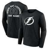 Tampa Bay Lightning Personalized Name & Number Monochrome Long Sleeve T-Shirt - Black T-shirts