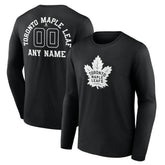 Toronto Maple Leafs Personalized Name & Number Monochrome Long Sleeve T-Shirt - Black T-shirts