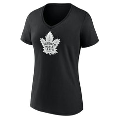 Toronto Maple Leafs Women's Personalized Name & Number Monochrome V-Neck T-Shirt - Black T-shirts