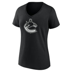 Vancouver Canucks Women's Personalized Name & Number Monochrome V-Neck T-Shirt - Black T-shirts