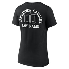 Vancouver Canucks Women's Personalized Name & Number Monochrome V-Neck T-Shirt - Black T-shirts