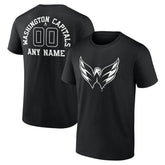 Washington Capitals Personalized Name & Number Monochrome T-Shirt - Black T-shirts