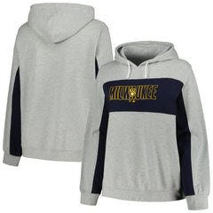 Milwaukee Brewers Profile Women's Plus Size Pullover Jersey Hoodie Heather Gray