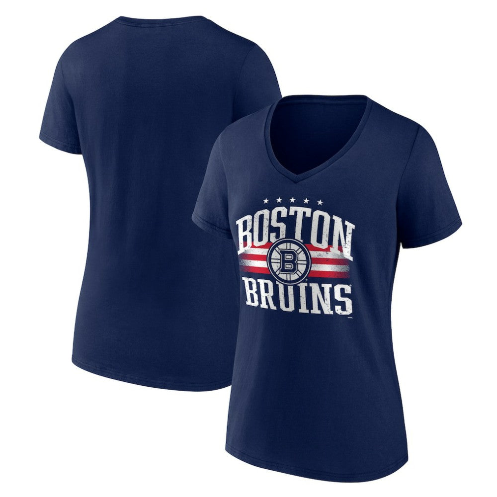 Boston Bruins Women's Americana Team V-Neck T-Shirt - Navy T-shirts