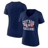 Chicago Blackhawks Women's Americana Team V-Neck T-Shirt - Navy T-shirts