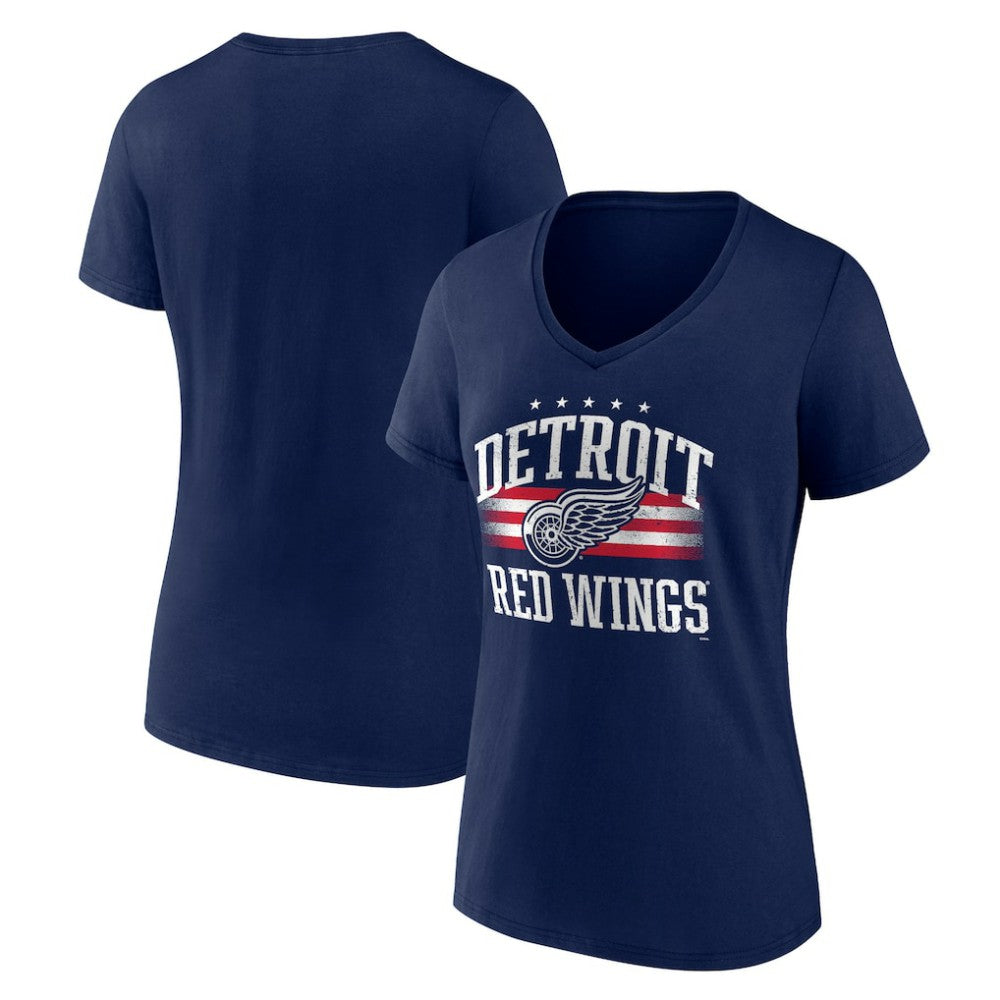 Detroit Red Wings Women's Americana Team V-Neck T-Shirt - Navy T-shirts