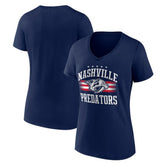 Nashville Predators Women's Americana Team V-Neck T-Shirt - Navy T-shirts