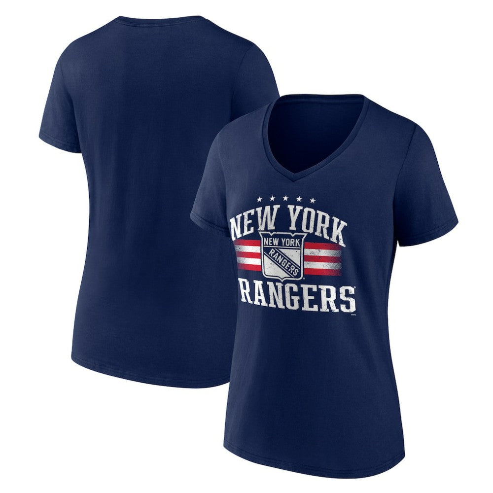 New York Rangers Women's Americana Team V-Neck T-Shirt - Navy T-shirts