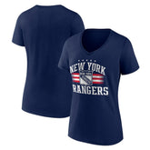 New York Rangers Women's Americana Team V-Neck T-Shirt - Navy T-shirts