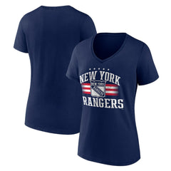 New York Rangers Women's Americana Team V-Neck T-Shirt - Navy T-shirts