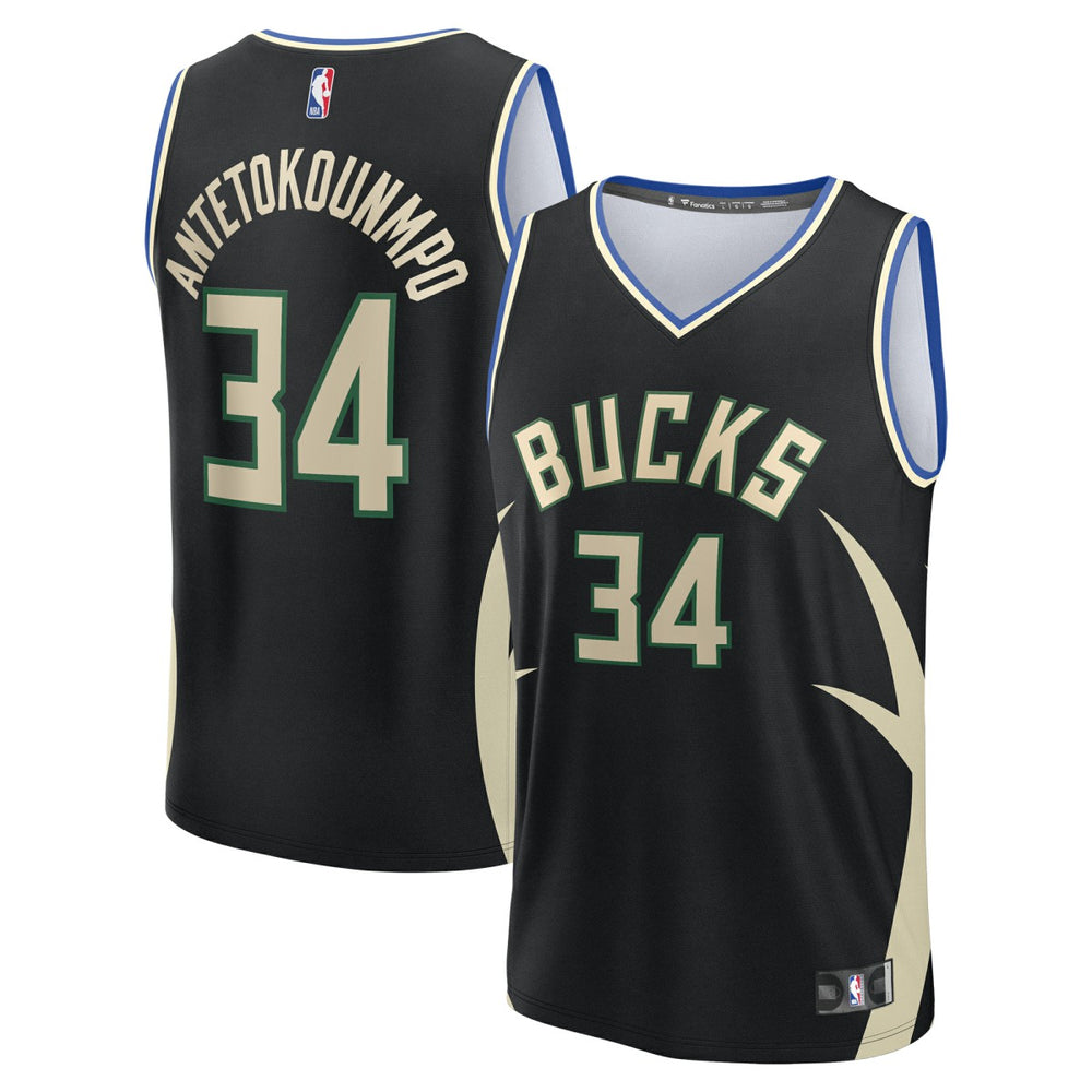 Giannis Antetokounmpo Milwaukee Bucks Fast Break Replica Player Jersey - Statement Edition - Black discount