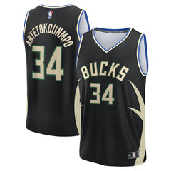 Giannis Antetokounmpo Milwaukee Bucks Fast Break Replica Player Jersey - Statement Edition - Black discount