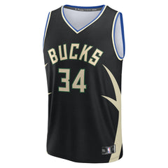 Giannis Antetokounmpo Milwaukee Bucks Youth Fast Break Replica Player Jersey - Statement Edition - Black for sale