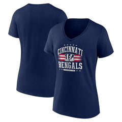 Cincinnati Bengals Women's Americana Team V-Neck T-Shirt - Navy cheap