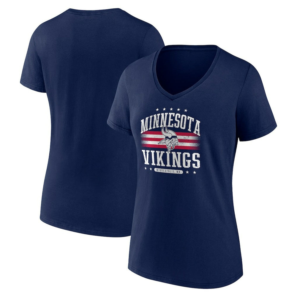 Minnesota Vikings Women's Americana Team V-Neck T-Shirt - Navy discount