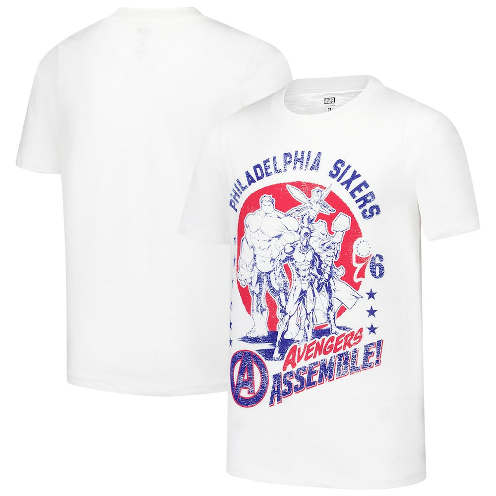 Philadelphia 76ers Youth NBA x Marvel Avengers Squad T-Shirt - White cheap