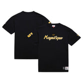 Mario Lemieux Pittsburgh Penguins Mitchell & Ness Premium Nickname Vintage Logo T-Shirt - Black T-shirts