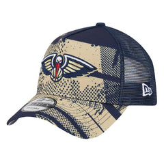 New Orleans Pelicans Tip Off A-Frame Trucker 9FORTY Adjustable Hat - Navy/Gold discount